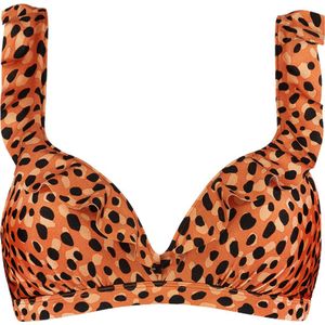 Beachlife Leopard Spots ruffle bikinitop met voorgevormde cups en beugel - dames - Maat 85D