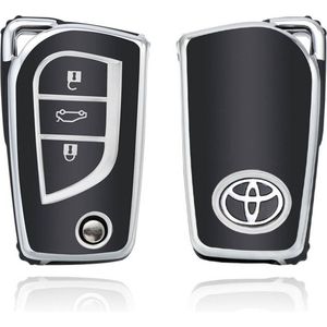 Autosleutel hoesje - TPU Sleutelhoesje - Sleutelcover - Autosleutelhoes - Geschikt voor Toyota -zwart- C3 - Auto Sleutel Accessoires gadgets - Kado Cadeau man - vrouw