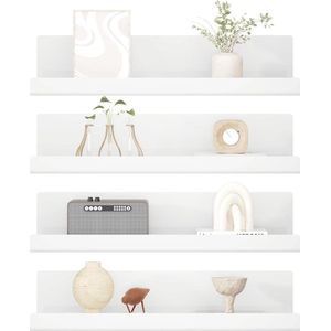 Zwevende Witte Wandrek Set Van 4 - Acryl Wandplanken Voor Boeken - Foto's - Woondecoratie - Keuken - Badkamer - Kantoor - Woonkamer - 32 x 10 x 8 cm Wandplanken & -rekken