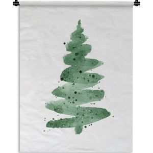 Wandkleed Kerst illustraties - Kerstillustratie kerstboom Wandkleed katoen 120x160 cm - Wandtapijt met foto XXL / Groot formaat!