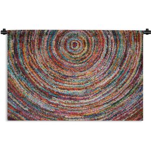 Wandkleed Cirkels met patroon - Rond gekleurd tapijt Wandkleed katoen 150x100 cm - Wandtapijt met foto