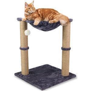 Mobiclinic Milo - Krabpaal voor katten - Met hangmat - 40 x 40 x 50 cm - Stevig, Gemakkelijk schoon te maken, Kattenbed, Draagbaar en lichtgewicht - Ondersteuning 10 kg - Speelbal - Grijs