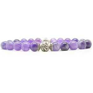 Beaddhism - Armband - Purple - Zilver - Lucky Dragon - 8 mm - 21 cm