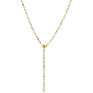 Bijoutheek Collier Y vorm witte stenen hart goud