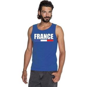Blauw France supporter mouwloos shirt heren - Frankrijk singlet shirt/ tanktop XXL