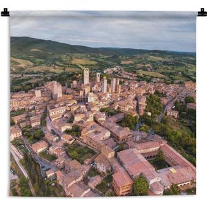 Wandkleed San Gimignano - Luchtfoto over de Toscaanse stad San Gimignano in Italië Wandkleed katoen 150x150 cm - Wandtapijt met foto