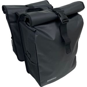 Anroc Dubbele Fietstas met Roltop Sluiting - 46 Liter - Waterbestendig - Zwart