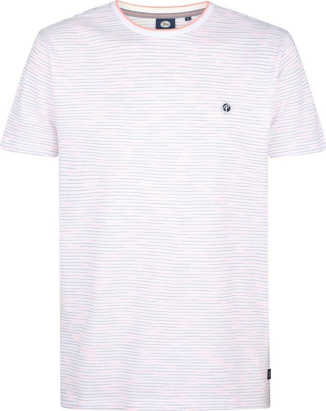 Petrol Industries - Heren Gestreept T-shirt Cactus - Wit - Maat XL