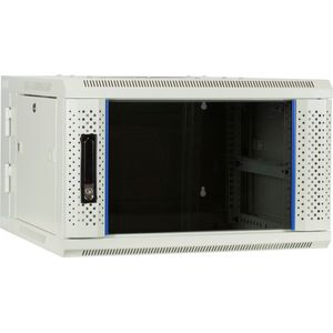 DSIT 6U witte wandkast / serverbehuizing (kantelbaar) met glazen deur 600x600x368mm (BxDxH) - 19 inch