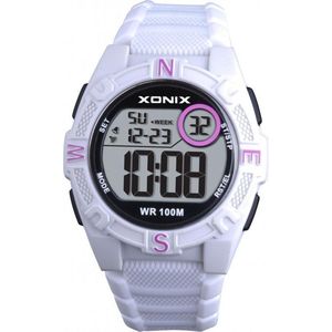 Xonix KQA-004 - Horloge - Digitaal - Kinderen - Unisex - Siliconen band - ABS - Cijfers - Achtergrondverlichting - Alarm - Start-Stop - Chronograaf - Tweede tijdzone - Waterdicht - 10 ATM - Wit - Zwart - Roze