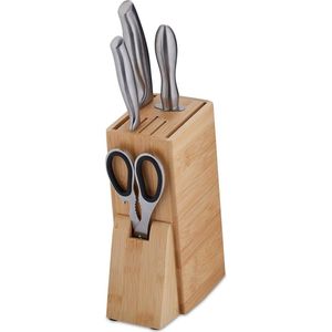 Messenblok van bamboe - leeg - 24 x 85 x 15 cm - voor brede messen - aanrecht - keuken - messenhouder - natuur