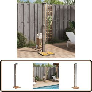 vidaXL Buitendouche - Poly Rattan & Acaciahout - Grijs Buitendouche - Buitendouches - Tuindouche - Buiten Douche