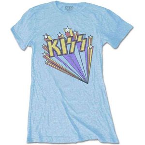 Kiss - Stars Dames T-shirt - S - Blauw