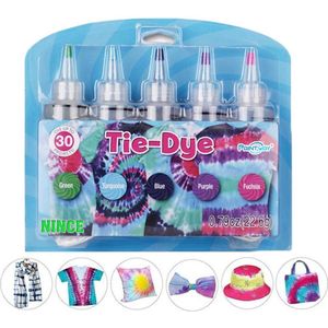 Nince Tie-Dye kit van hoge kwaliteit Kit 4 - Complete kit van 5 kleuren textiel - Tie Dye set - Tie Dye verf premium kwaliteit