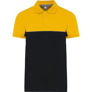 Polo Unisex XS WK. Designed To Work Kraag met knopen Korte mouw Black / Yellow 60% Katoen, 40% Polyester
