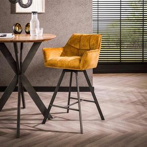 Set van 2 Draaibare Barkrukken Velvet Suze - Zithoogte 69 cm - Met Armleuningen Antraciet