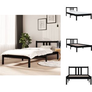 vidaXL houten bedframe eenpersoons - 90 x 190 cm - zwart - Bed