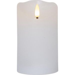 Star Trading pilaarkaars Flamme Rustic, waskaars, wit, timer, LED, warm wit, 12,5 cm