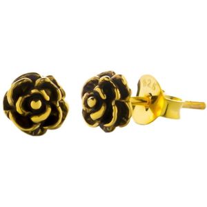 Zilveren oorbellen | Oorstekers | Gold plated oorstekers, roosjes