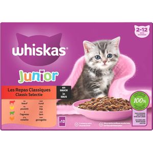 2x Whiskas Classic Junior - Kattenvoer Natvoer - Selectie in saus - maaltijdzakjes 12 x 85g