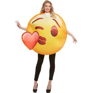 FUNIDELIA Emoji hart kusje kostuum - Maat: One Size