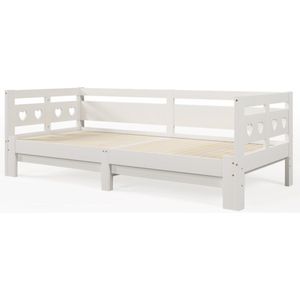 Merax Eenpersoonsbed 90x200 voor Kinderen - Extra Uitschuifbaar Bed - Uitbreidbaar tot Tweepersoonsbed 180x200 - Kinderbed - Wit