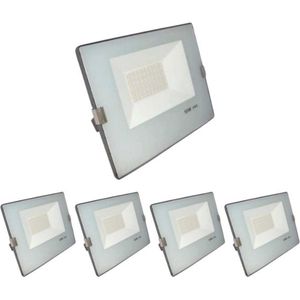 LED Buitenschijnwerper 50W IP65 BLAUW GRIJS (5 stuks) - Wit licht - Aluminium - Grijs - Pack de 5 - Wit Neutre 4000K - 5500K - SILUMEN