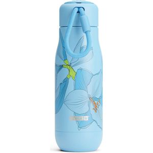 Thermosfles RVS, 350 ml, Blauw Bloem Design - Zoku | Hydration