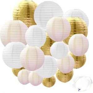 Joya Party® 20 Stuks Lampionnen Feest Versiering set Goud | Decoratie | Verjaardag, Jubileum & Bruiloft