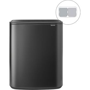 Brabantia Bo Touch Bin Prullenbak - 2 x 30 liter - Afvalscheiding - Confident Grey