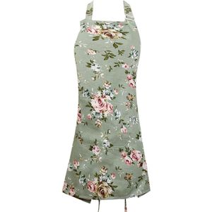 Vrouwen Bloemenschorten - Verstelbare Nek - Vintage Chef-kokschorten - Grote Zakken - Waterdicht - Tuinieren - Barbecue
