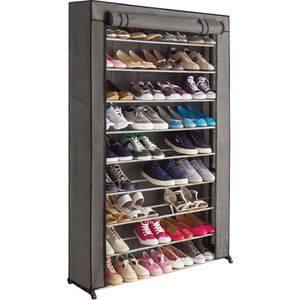 Perel schoenenkast voor 50 paar schoenen, uitgerust met handige velcro- en ritssluiting voor optimale bescherming tegen stof en vuil, polypropyleen, metalen buizen 13 mm, 91 x 24 x 140 cm