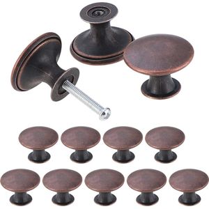 Goodivery ® Vintage stijl kast knoppen chique lade knoppen antieke keukenkast handgrepen 30mm ronde meubeldeur knoppen rood brons Pack van 24