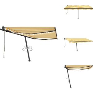 vidaXL Uitschuifbare Luifel - Uitschuifbare Luifels - Uittrekbare Luifel - Uittrekbare Luifels - Luifel automatisch met LED en windsensor 400x350 cm geel en wit