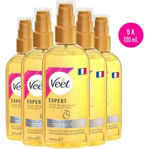 Veet - Aftercare - Natuurlijke Voedende Olie - Voor & na ontharing - Miraculous Arganolie - 100 ml - 5 stuks