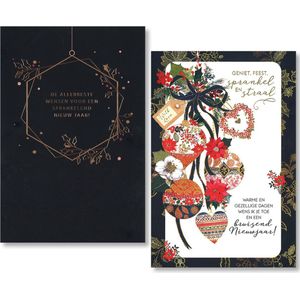 Carte Blanche Greetings - 20 Luxe Kerstkaarten - FSC - Blanco binnenzijde - Foliedruk - 2 Motieven
