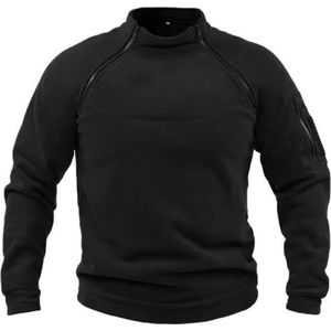 Fleece Trui met Ritsen - Fleece Jas - Winddichte Dikke Jas - Winter Heren - Staande Kraag - Fleece Pullover - Outdooractiviteiten - Winter - Jacht - Zwart - Maat M