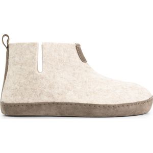 Travelin' Stay-Home Heren hoge sloffen - Wollen pantoffels - Suede zool - Beige Zand - Maat 46