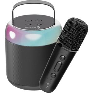 Karaoke set Draagbare luidspreker met draadloze microfoon voor thuis vergaderingen feesten picknicks outdoor-indoor - Zwart