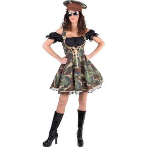 Magic By Freddy's - Leger & Oorlog Kostuum - Camouflage Amazone Leger Dirndl Dameskostuum - Vrouw - Groen - Small - Bierfeest - Verkleedkleding