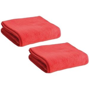 Fleece deken/plaid Cosy - 2x - rood - 120 x 150 cm - Polyester fleece - 180 gram - lekker warm kleedje