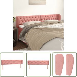 The Living Store Hoofdbord met randen 203x23x78/88 cm fluweel roze - Hoofd Bord - Hoofdkussen - Beddecoratie - Velvet - Roze