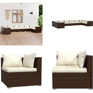 vidaXL 10-delige Loungeset met kussens poly rattan bruin - Loungeset - Loungesets - Tuinset - Rattan Loungeset