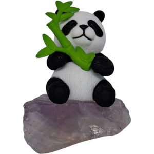 AdelaArT - Collectors Item – Mountain Gemstone Panda – edelsteen bergje met Panda – Amethist
