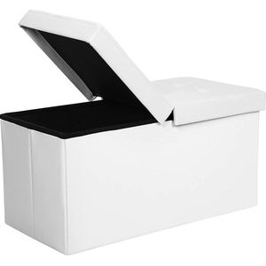 SONGMICS 80 L zitbank kruk Opklapbare zitkist belastbaar tot 300 kg 76 x 38 x 38 cm wit LSF45WT