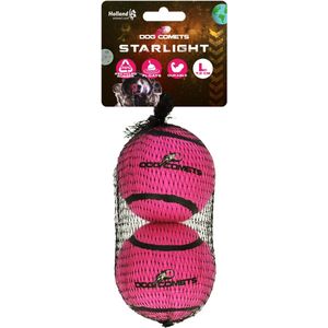 Dog Comets Starlight Tennisbal - Ø 7,5 cm - Hondenbal - Drijvend Hondenspeelgoed - Stuiterend Hondenspeeltje - Roze - 2 stuks