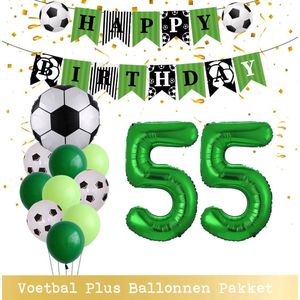 Cijfer Ballon 55 Jaar - Voetbal Ballonnen - Snoes - Pluspakket - set van 12 Sport Voetbalfan Voetbal Jongen/Meisje - Sportieve - Voetbal Vrouwen Mannen - Kinderfeestje - Verjaardag - Helium Ballon nummer 55