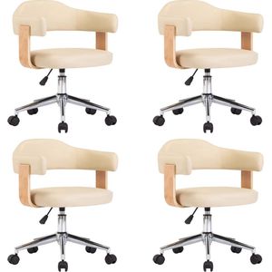 vidaXL Eetkamerstoelen draaibaar 4 st kunstleer crème - Eetkamerstoel - Eetkamerstoelen - Keukenstoelen - Keukenstoel