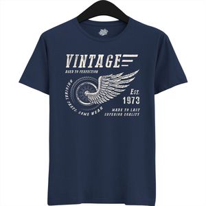 A Vintage Motorcycle Addict Est 1983 | Retro Verjaardag Motor Cadeau Shirt - T-Shirt - Unisex - Navi Blue - Maat S