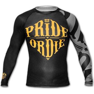 PoD Rash Guard L / S PRiDEorDiE RECKLESS Zwart Grijs maat XXL